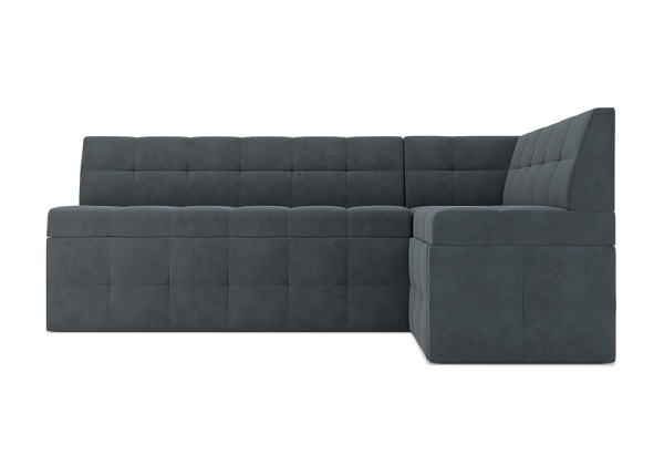 Кухонный угловой диван дельфин Атлантис велюр серо-синий